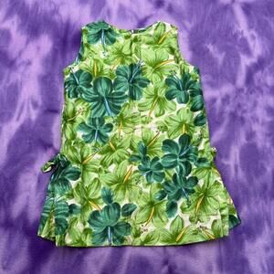 Royal Hawaiian vintage retro green floral kids dress